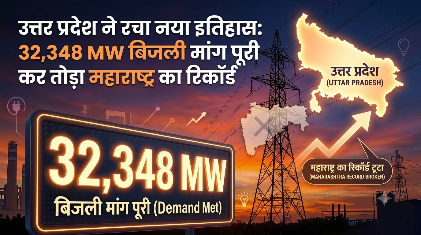 यूपी ने रचा नया इतिहास: 32,348 MW बिजली मांग पूरी कर तोड़ा महाराष्ट्र का रिकॉर्ड
